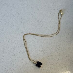 Gold Chain Necklace with Black Square Pendant